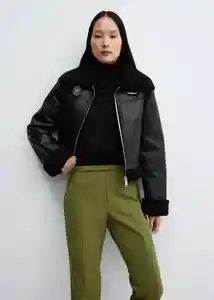 Pantalón Creta Verde Talla 38 Mujer Mango