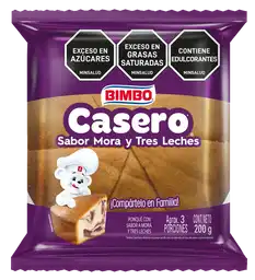 Bimbo Ponqué Casero Tres Leches y Mora 1p 200g