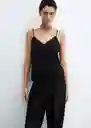 Top Siat Negro Talla L Mujer Mango