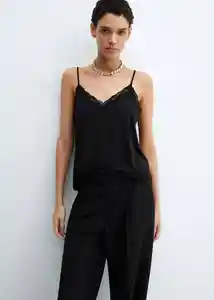 Top Siat Negro Talla L Mujer Mango