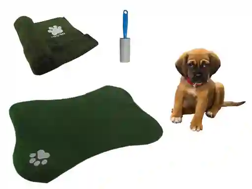 Hally Pets Set Tapete + Cobija + Quitamotas Verde OT0009