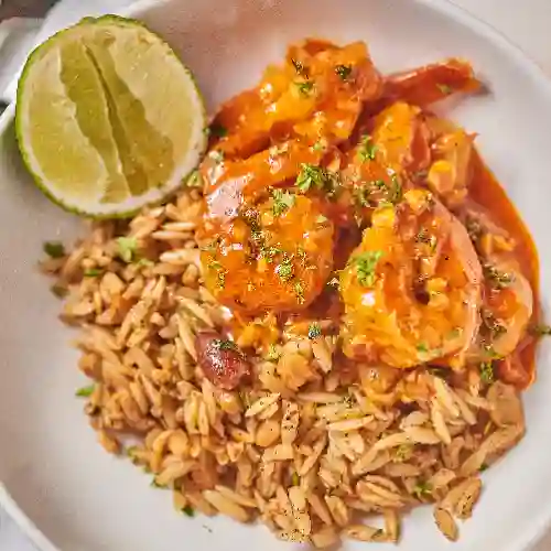 Langostinos Romesco y Orzo