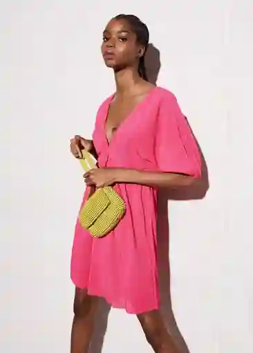 Vestido Valentín Fucsia Talla XS Mujer Mango