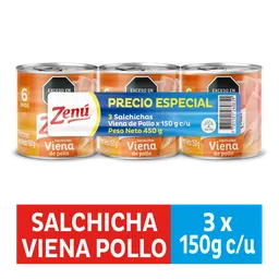 Salchicha Viena Zenú Pollo x 3 x 150 g