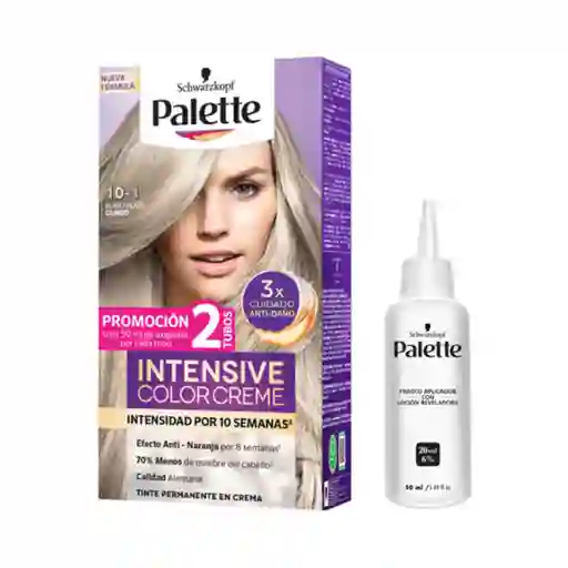 Tinte Palette Color Creme 10-1 Rubio Plata Cenizo + Oxigenta Gratis