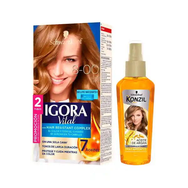 Igora Tinte Vital Permanente Tono 8.0 + Aceite Konzil