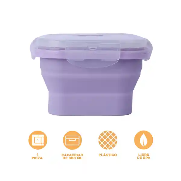 Contenedor Alimento Plegable Silicona Púrpura 800 mL Miniso