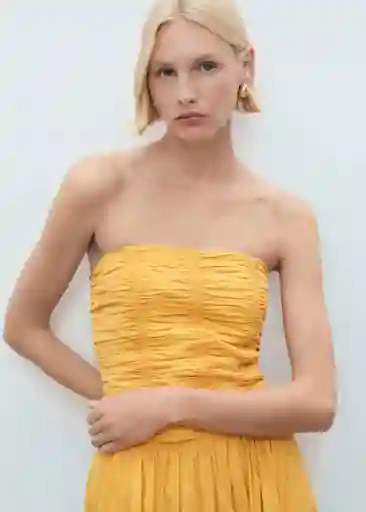 Top Sunny Mostaza Talla S Mujer Mango