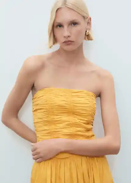Top Sunny Mostaza Talla S Mujer Mango