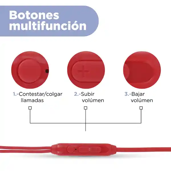 Audífonos Magnéticos de Cable Metal Mod Pa506 Rojo Miniso