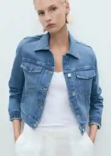 Chaqueta Cazadora Newvicky Tejano Medio Talla M Mujer Mango