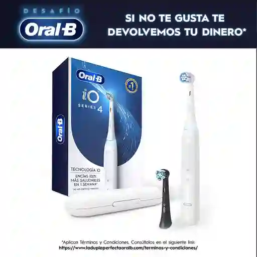 Oral B iO Series 4 Cepillo de Dientes Eléctrico Cabezal Redondo Sensor de Presión Mango Ergonómico y Estuche Blanco