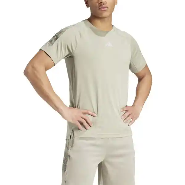 Adidas Camiseta Gym + Bl Tee Para Hombre Gris Talla L