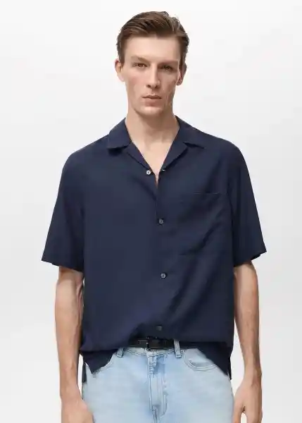 Camisa Malaga Navy Talla S Hombre Mango