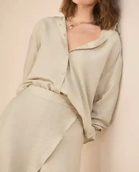 Camisa Beige Perlado Claro Talla M 611G040 Esprit