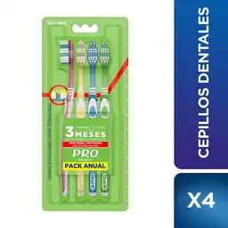 Cepillo de Dientes Pro Deluxe Anticaries Color Collection 4 Unidades