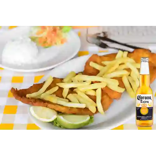 Combo Chuleta de Cerdo,  O Pollo + Corona 330 ml