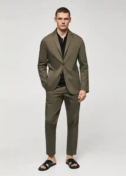 Blazer Americana Jon Khaki Talla 52 Hombre Mango