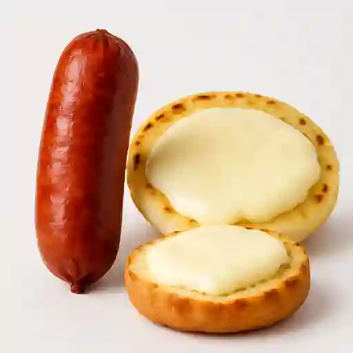Chorizo cerdo ahumado arepa con queso