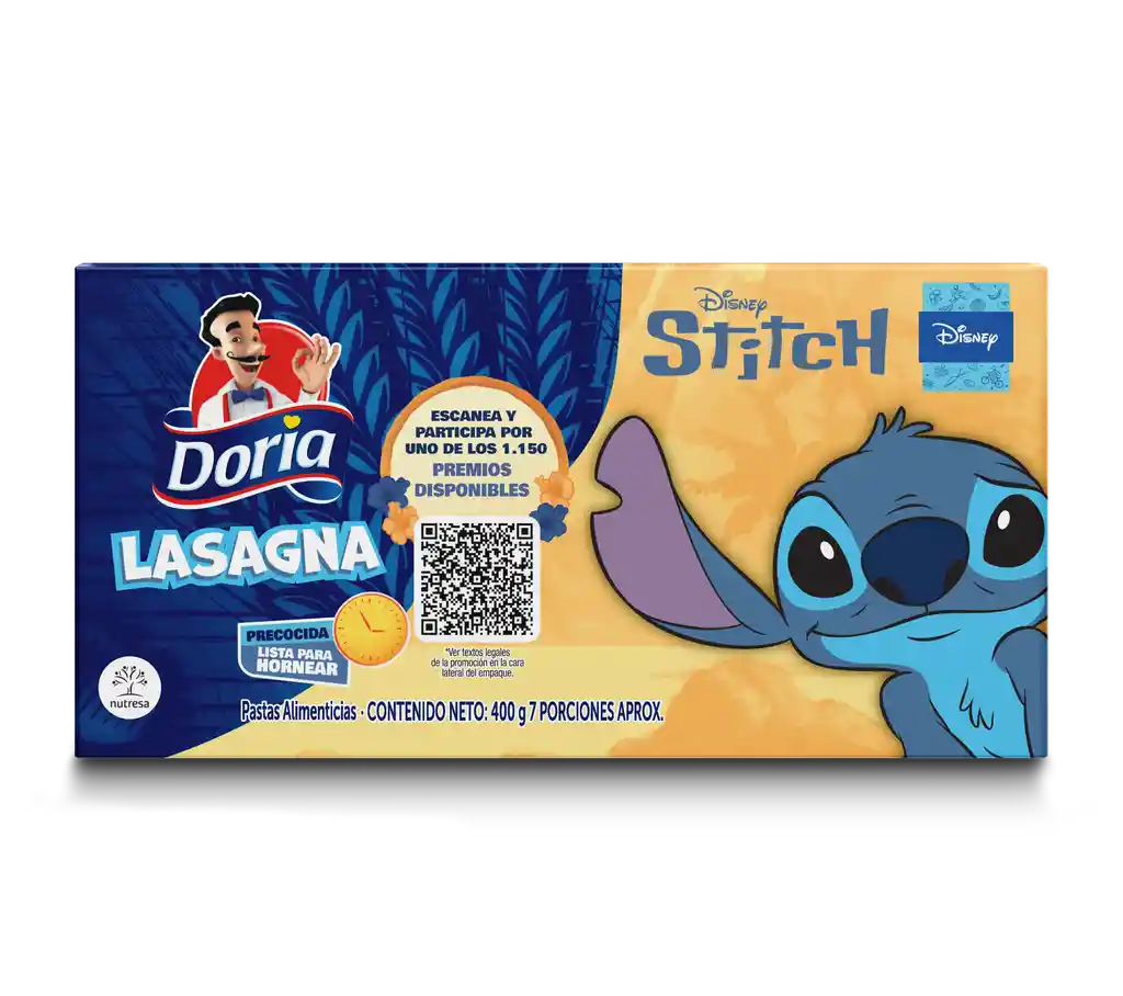 Lasagna DORIA Precocida x 400 gramos Edición Limitada Lilo & Stitch