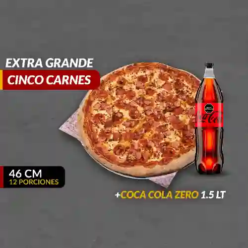 Pizza (xl) 5 Carnes + Coca Cola Zero1,5l