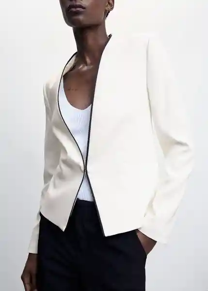 Blazer Americana Leli Off White Talla L Mujer Mango