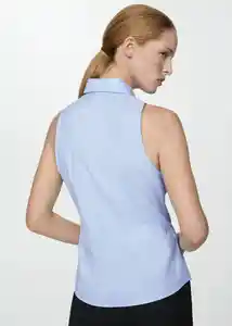 Camisa Paula Azul Talla M Mujer Mango