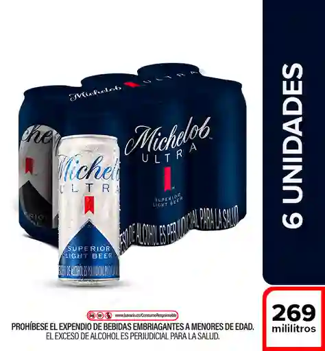 Cerveza Michelob Ultra Lata 269ml X6