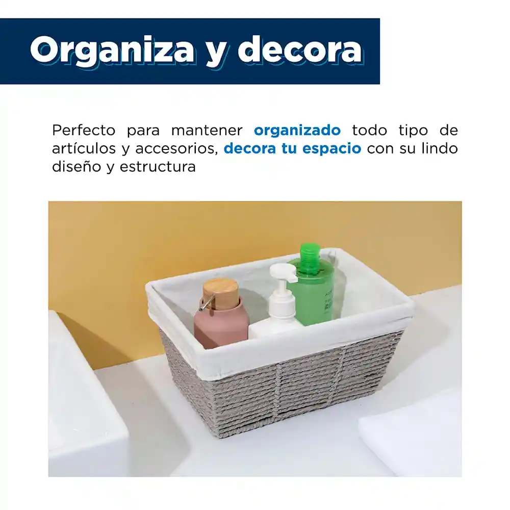 Miniso Cesta de Almacenamiento Tejida Cuerda de Papel Gris