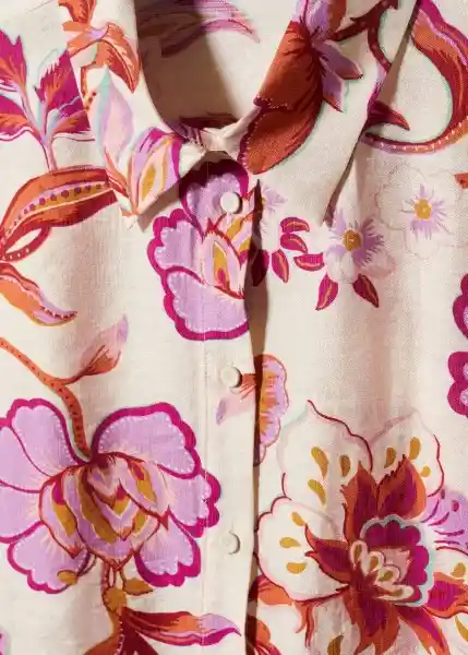 Camisa Flora Crudo Talla 24 Mujer Mango