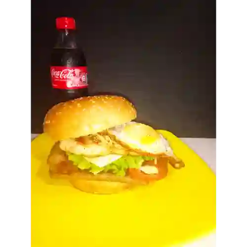 Hamburguesa Mixta+papas+gaseosa400ml