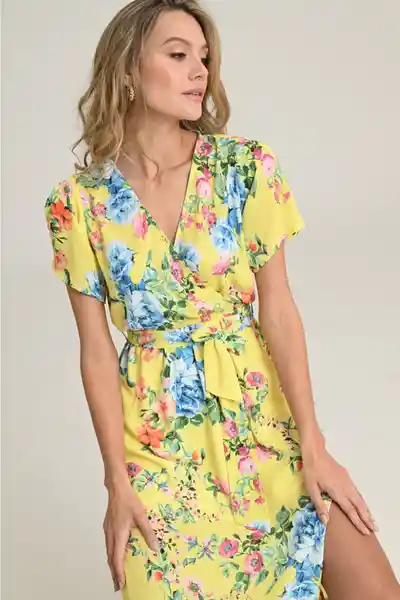 Vestido Primavera Color Amarillo Brillante Talla M Ragged