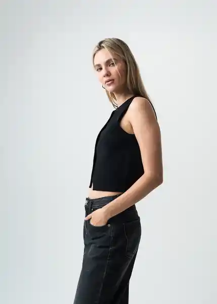 Chaleco Tejido Mujer Negro Ultraoscuro Talla S 583G002 Naf Naf