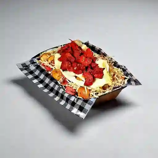 Salchipapa costillitas bbq