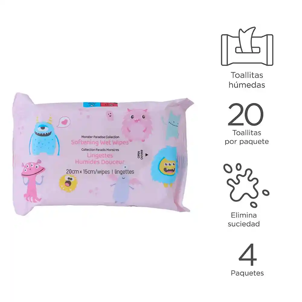 Set Toallitas Húmedas Suavizantes Monster Paradise Miniso