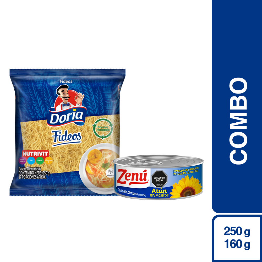 Combo Doria Fideos Cortos + Zenú Atún Aceite