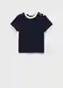Camiseta Rayito Navy Talla XS Mujer Mango