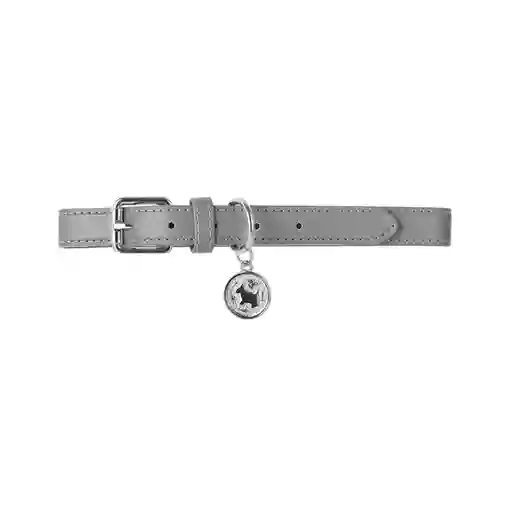 Collar Mascotas Dije Redondo Grande Serie Silver Gray Miniso