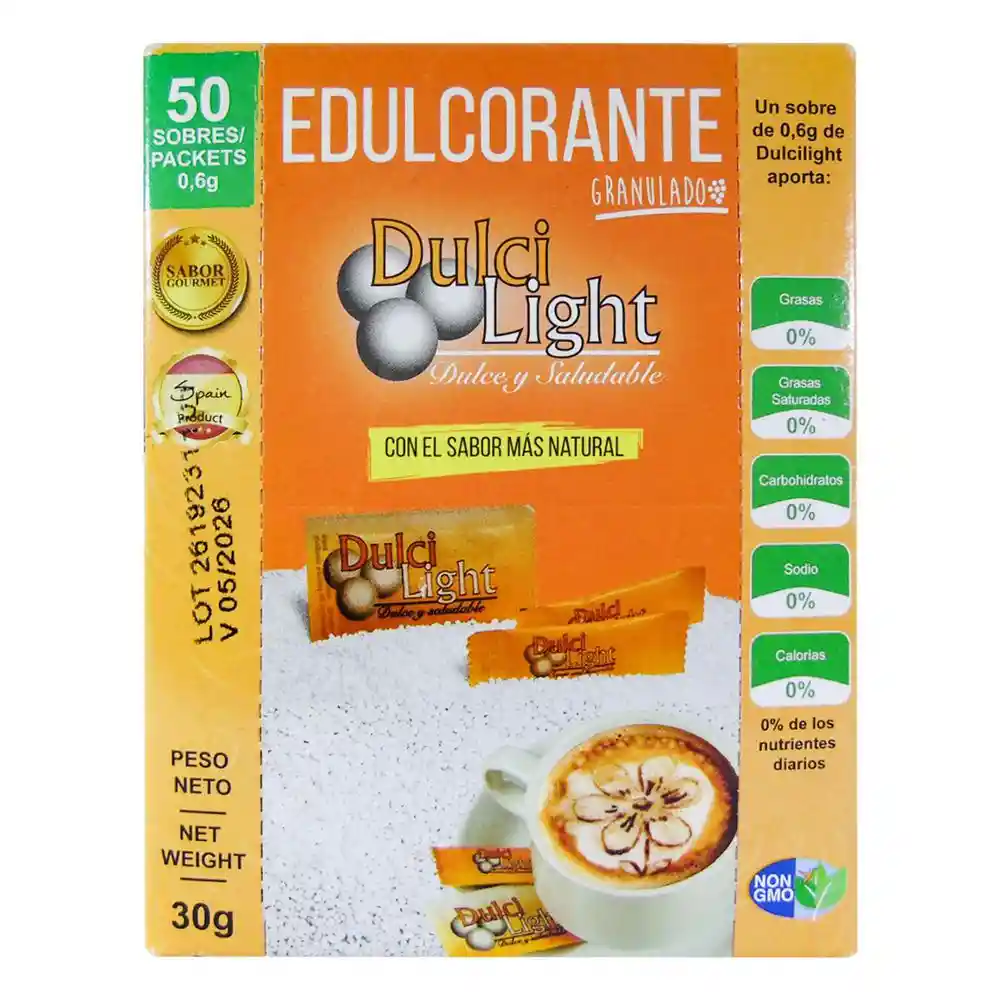 Edulcorante Granulado Natural Dulcilight Dulce Y Saludable 30 Gr