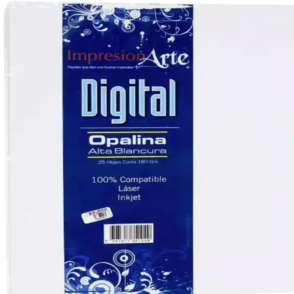 Cartulina Impresion Arte Opalina Tipo Carta Blanco X 50