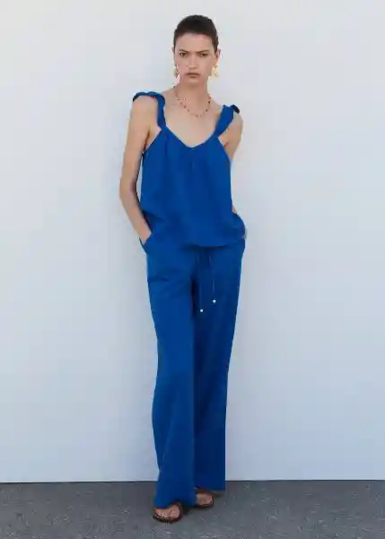 Top Bambú Azul Talla 18 Mujer Mango