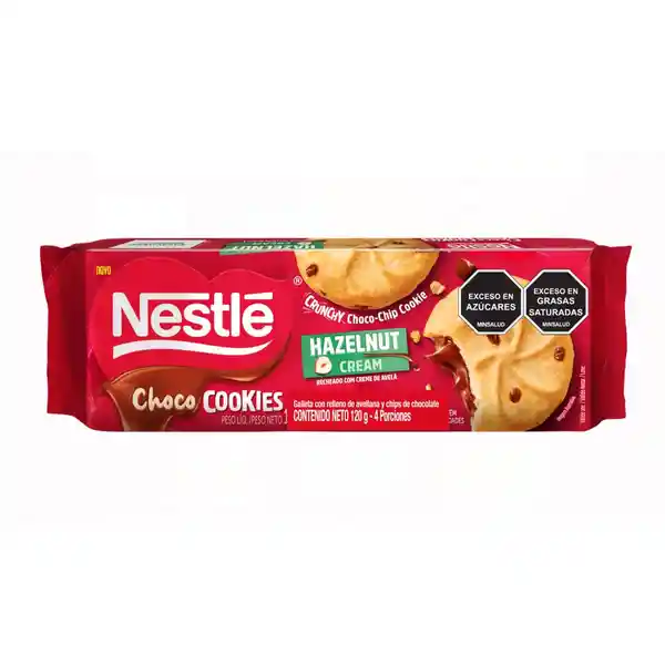 Nestlé Choco Cookies Galleta Rellenas de Avellana y Chips 120 g