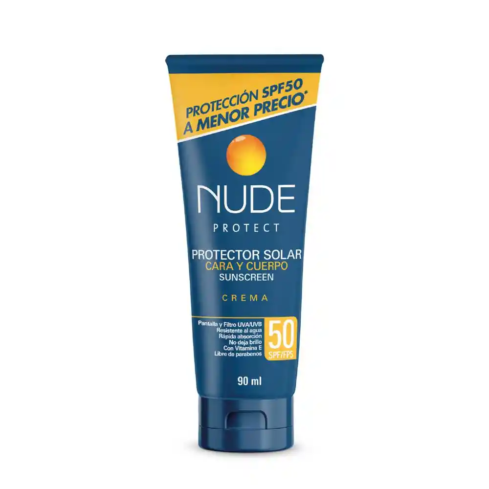 Nude Protector Solar Cara Y Cuerpo 50 Spf/Fps X 90Ml