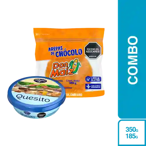 Combo Quesito Alpina 185 g + Arepa de Maíz Dulce Chocolo 4 Und