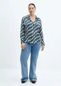 Camisa Ideale Azul Noche Talla M Mujer Mango