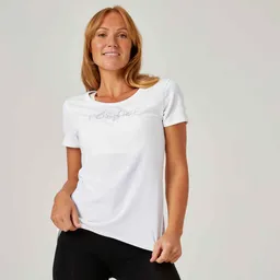 Domyos Camiseta Fitness Cuello Redondo Mujer Blanco Talla S 500