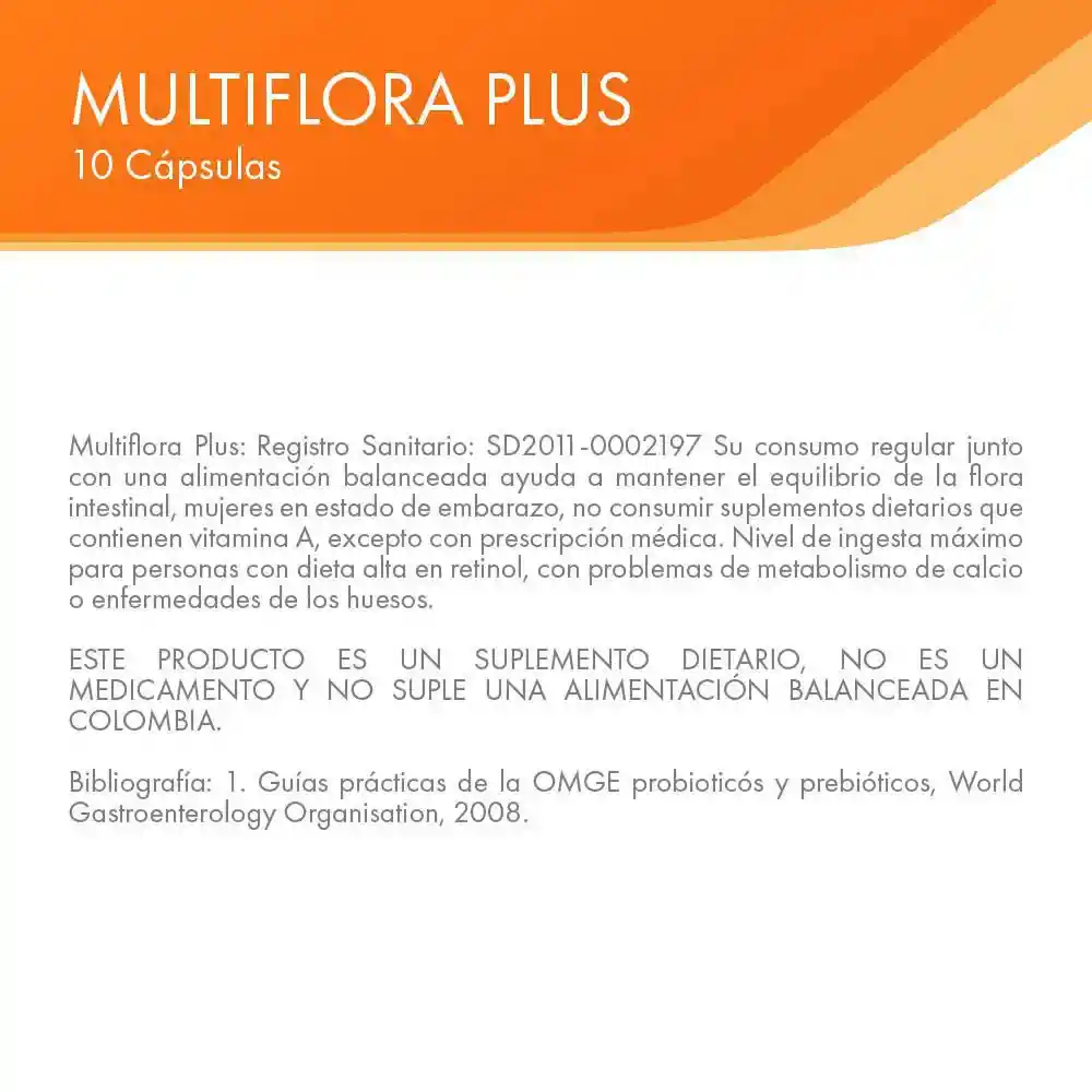 Multiflora Plus Probióticos en Cápsulas Suplemento Dietario