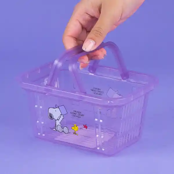 Organizador de Plástico Mini Cesta Snoopy Color Morado Miniso