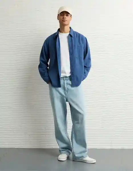 Camisa Hombre Azul Talla SMALL 2895410 American Eagle