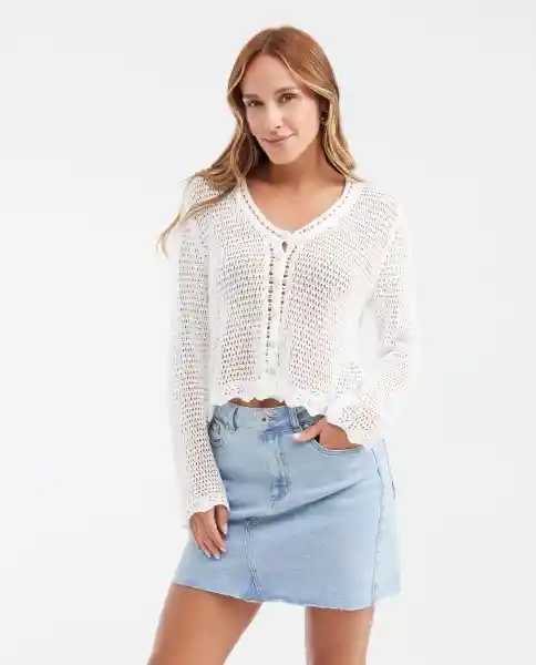 Cardigan Lace Crudo Porcelana Claro Talla M Chevignon